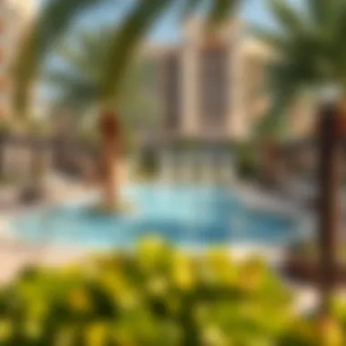 Amenities of Safa One featuring a lush pool area and recreational facilities