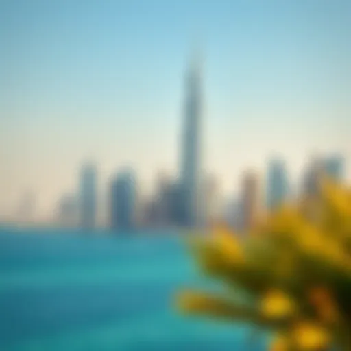 Stunning view of the Oceanic Tower against Dubai skyline