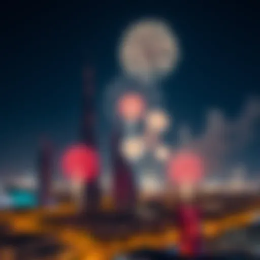 Celebratory fireworks over iconic UAE skyline