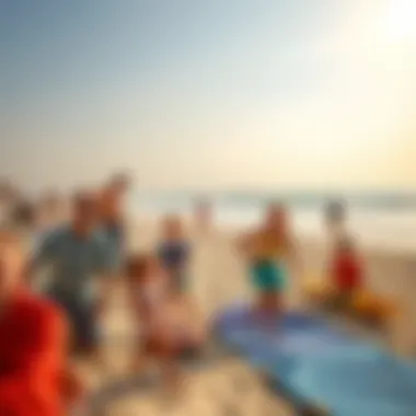 Families enjoying leisure activities at Um Suqeim Beach