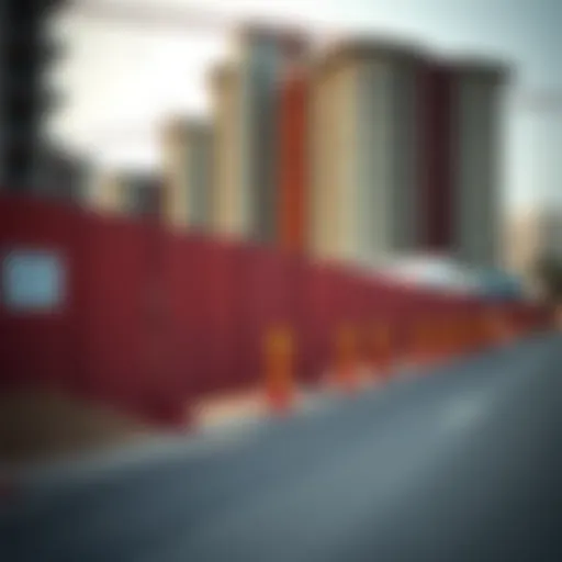 Construction site in Dubai with noise barriers