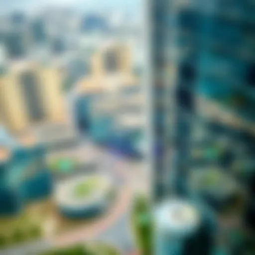 Aerial view of DIFC showcasing modern architecture