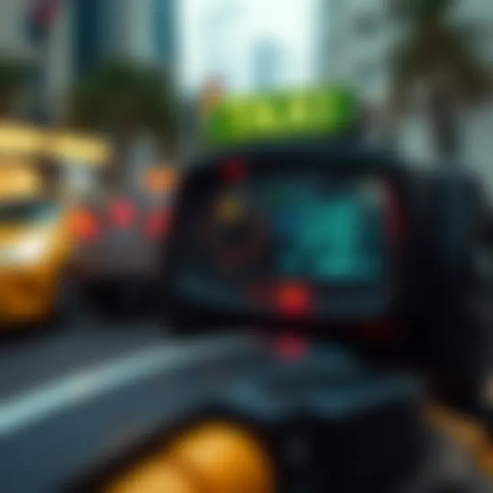 Taxi fare meter displaying charges