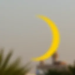 The crescent moon symbolizing the start of Ramadan
