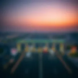 Aerial view of a Salik toll gate in Dubai