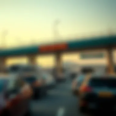 Traffic flow at a Salik gate during peak hours