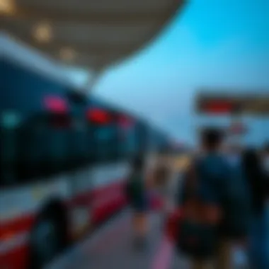 Efficient Bus Terminal for Dubai to Sharjah Commute Passengers boarding a bus at a well-organized terminal