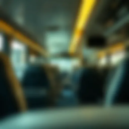 Modern bus interior showcasing comfortable seating and amenities