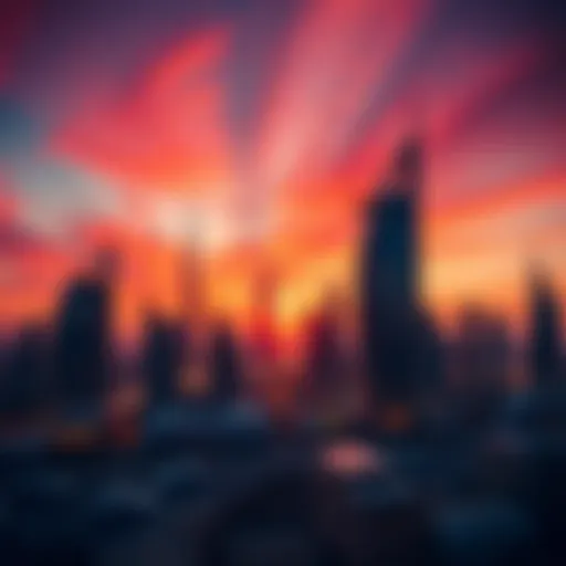 A beautiful sunset over Dubai skyline during Ramadan