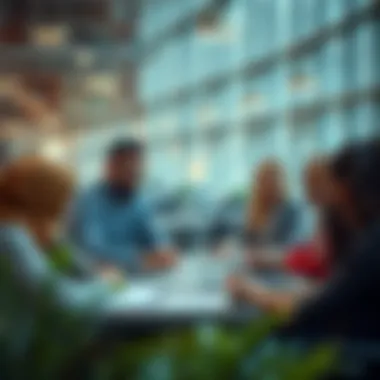Expatriates Collaborating on Labor Management A diverse group of expatriates discussing labor management strategies