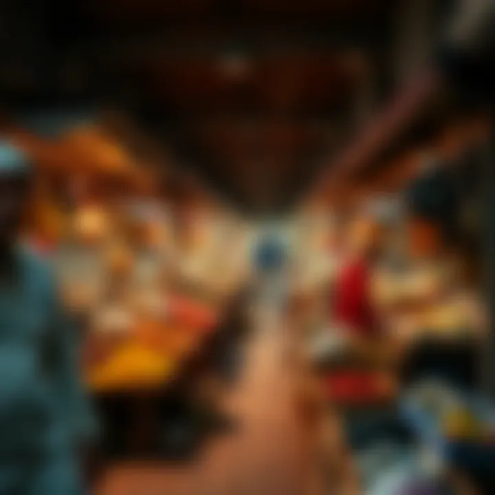 A vibrant market scene showcasing Ramadan preparations