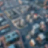 Aerial view of Warsan International City showcasing modern architecture and urban planning